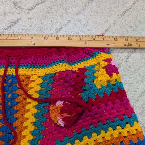 Farm Rio Shorts Womens XS Pink Yellow Striped Scarf Crotched Beach Travel Boho - Picture 3 of 9